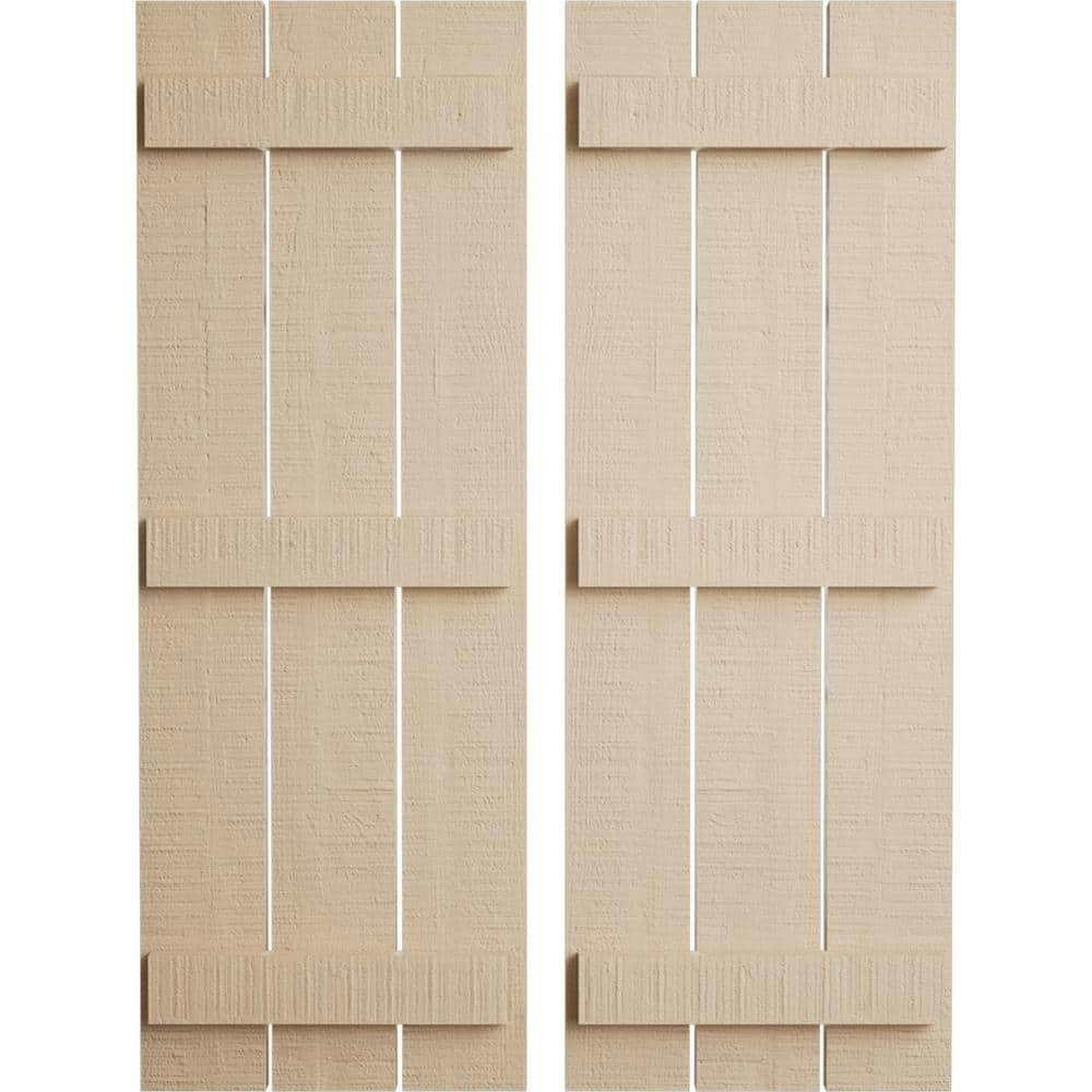 Timberthane 17.5" x 66" Spaced Board-n-Batten Faux Wood Shutters Pair: $300 Timberthane 17.5" x 66" Spaced Board-n-Batten Faux Wood Shutters Pair: $300