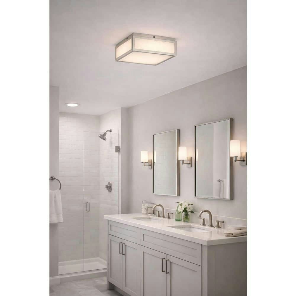 10-inch Square Brushed Nickel Integrated LED Flush Mount Light: $97.86 10-inch Square Brushed Nickel Integrated LED Flush Mount Light: $97.86