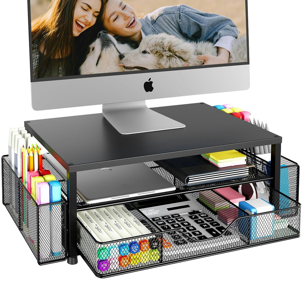 OPNICE 2-Tier Monitor Stand Riser w/ Drawer & Pen Holders: $20 OPNICE 2-Tier Monitor Stand Riser w/ Drawer & Pen Holders: $20