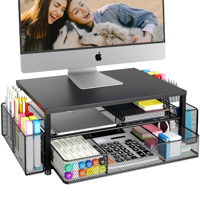 OPNICE 2-Tier Monitor Stand Riser w/ Drawer & Pen Holders for $20 + free shipping w/ Prime