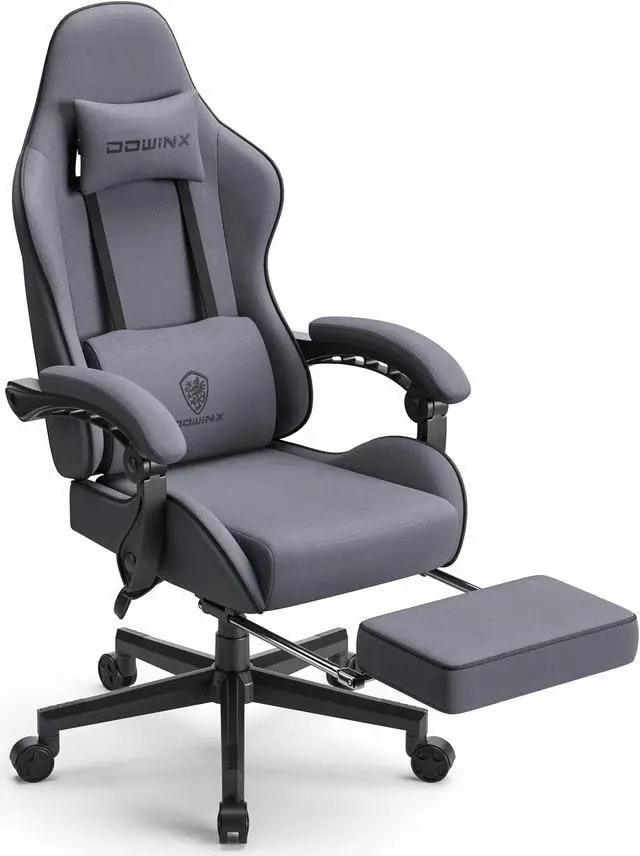 Dowinx Fabric Gaming Chair w/ Massage Lumbar Support: $100