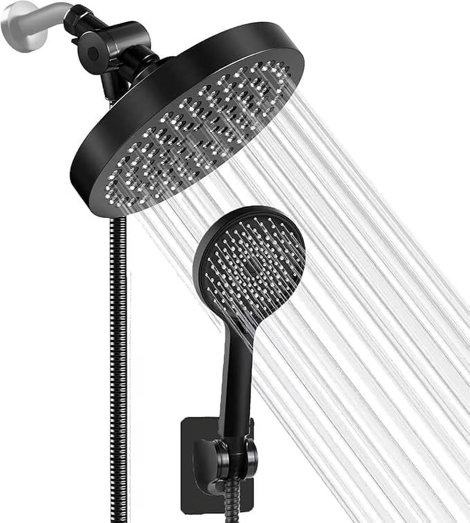 Rain Shower Head & Handheld Shower Head Combo w/ 60" Hose: $15