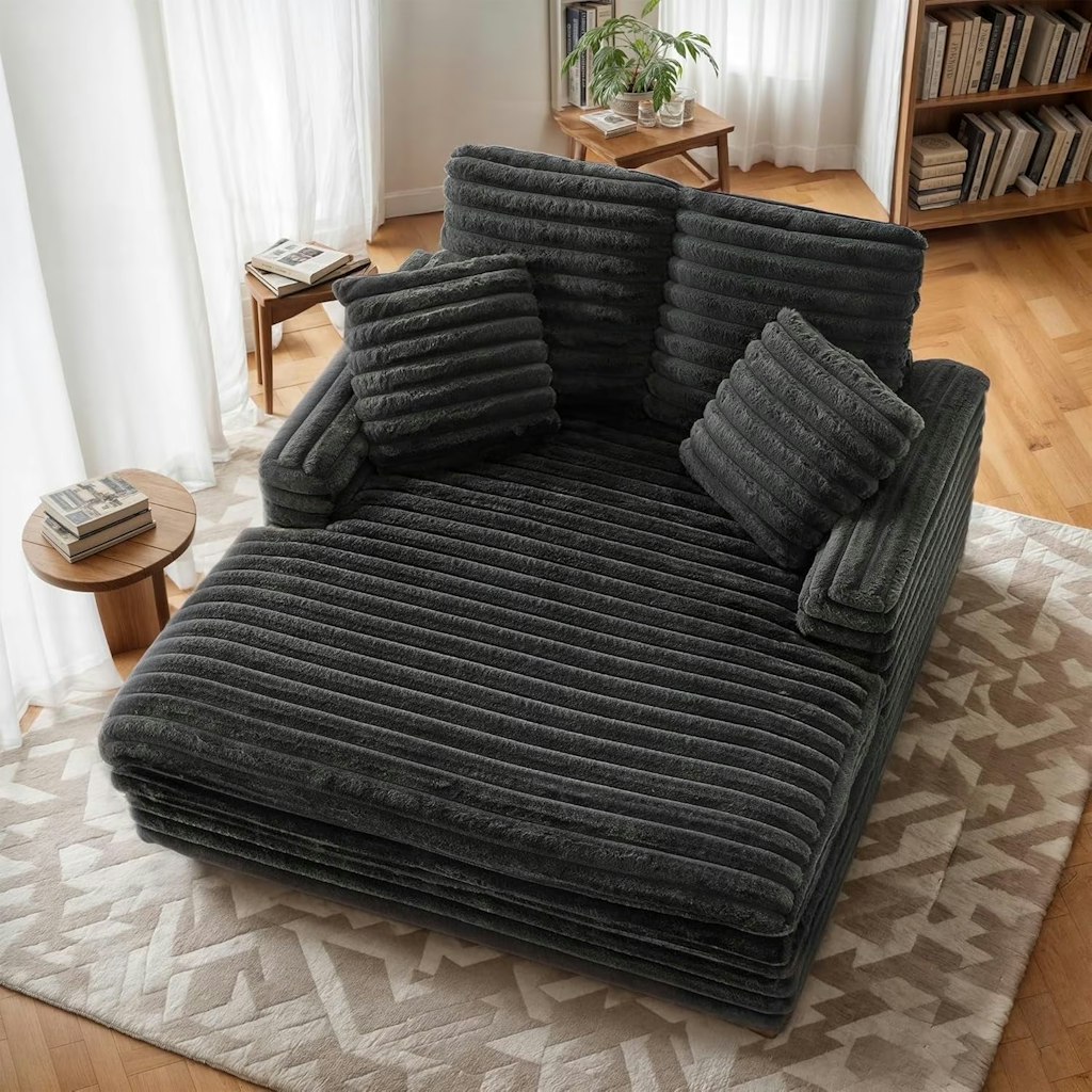 Oversized Chaise Lounge Sofa Bed w/ Throw Pillows: $160 Oversized Chaise Lounge Sofa Bed w/ Throw Pillows: $160