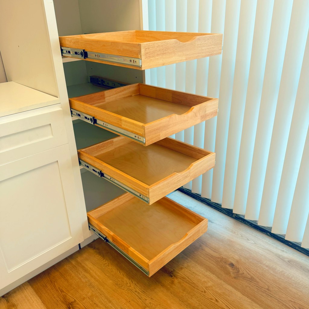 Rebrilliant Prestridge Pull-Out Cabinet Organizer Drawer: $55 Rebrilliant Prestridge Pull-Out Cabinet Organizer Drawer: $55