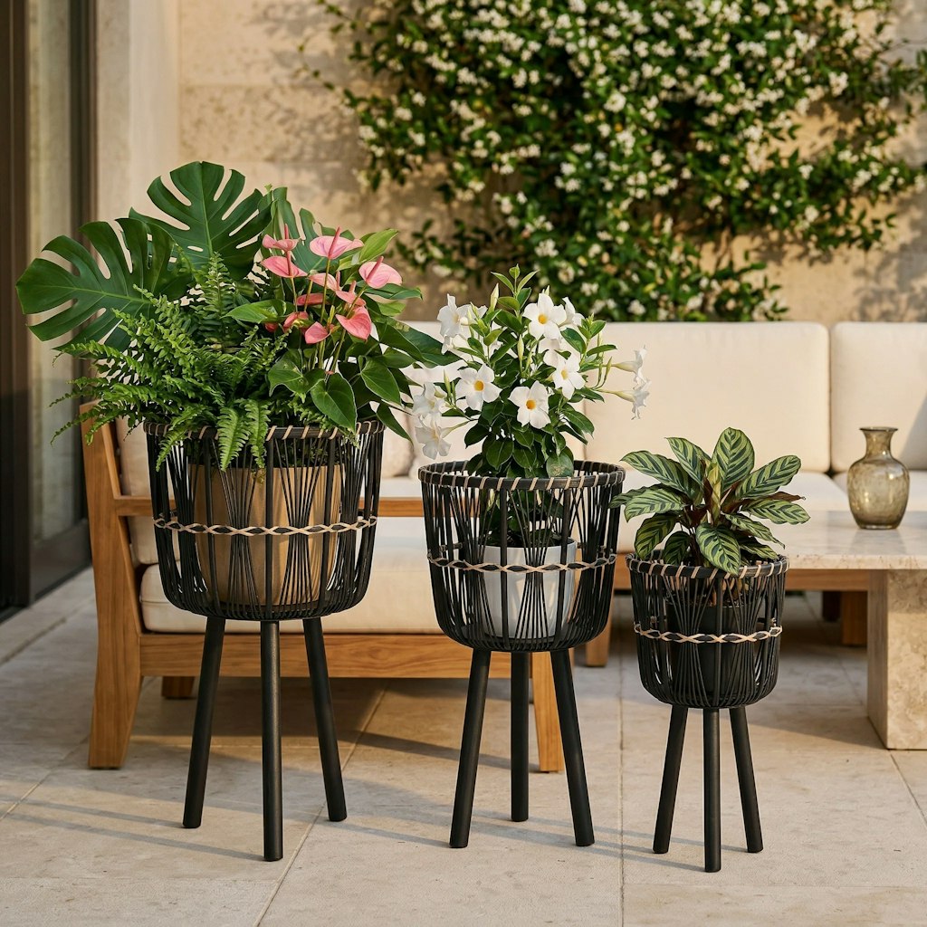 Bayou Breeze Wicker Planter Stand Set: $39