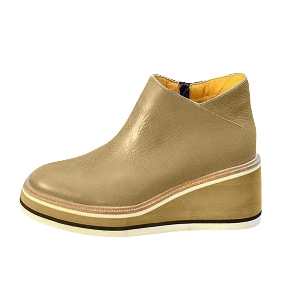 Hopeusnice Women's Faux Leather Wedge Ankle Boots: $13.52