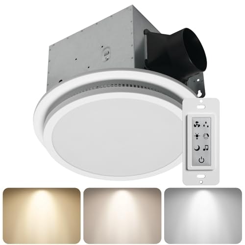 Homewerks 110 CFM Bathroom Fan with Bluetooth Humidity Sensor and LED Light: $149.31