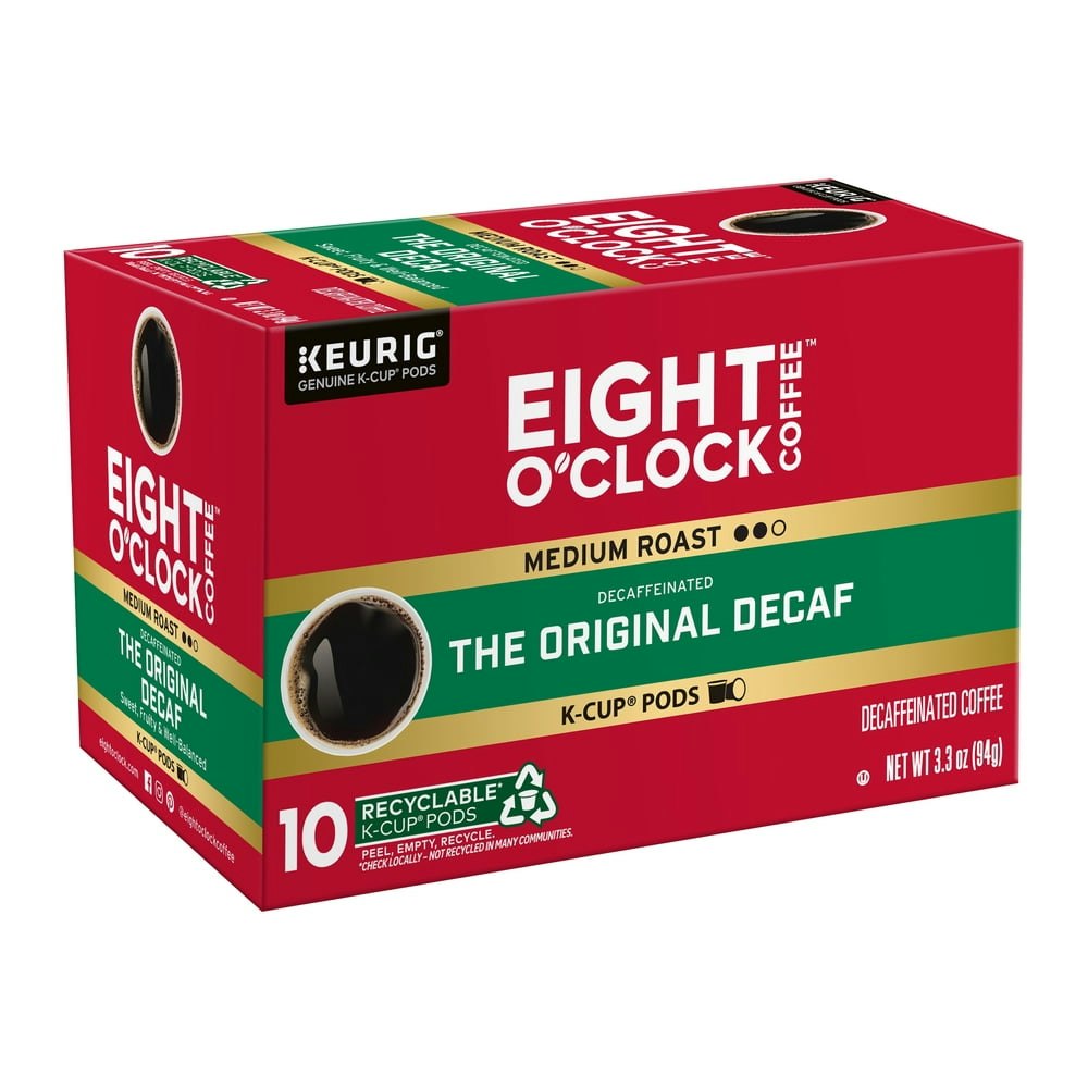 Eight O'Clock Original Decaf Medium Roast Coffee K-Cup Pods 10-Pack: $10.99 Eight O'Clock Original Decaf Medium Roast Coffee K-Cup Pods 10-Pack: $10.99