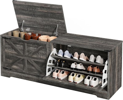 DWVO Farmhouse 55" Shoe Storage Bench w/ 3 Flip Drawers for $85 + free shipping