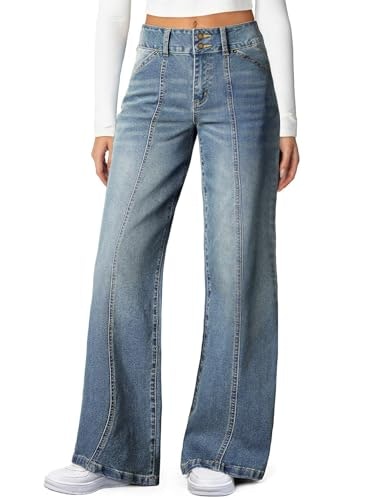 Sidefeel Women's High-Waisted Wide-Leg Jeans: $28.49