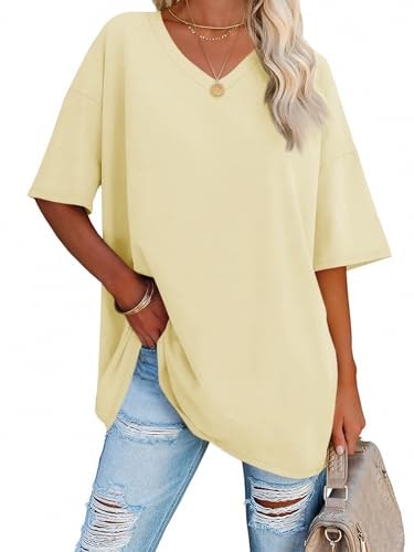 Ebifin Women's V-Neck Oversized T-Shirt: $12.98