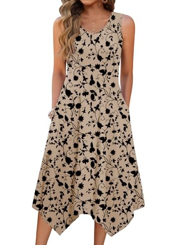 Zeagoo Women's Plus Size Casual Flowy Sleeveless Midi Tank Dress: $28.04