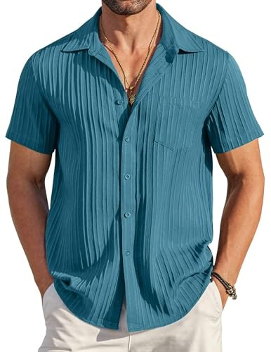 Coofandy Men's Textured Linen Short Sleeve Button Down Shirt: $19.99 Coofandy Men's Textured Linen Short Sleeve Button Down Shirt: $19.99
