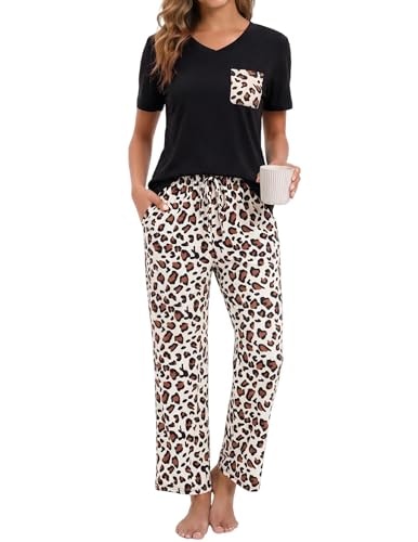 Luwnlorder Women's V-Neck Pajama Set with Pockets: $14.23