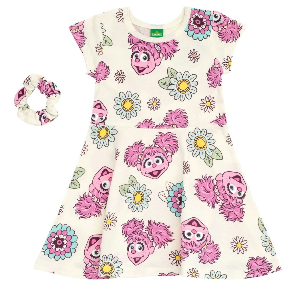 Sesame Street Abby Cadabby Girls French Terry Skater Dress and Scrunchie Set: $19.99
