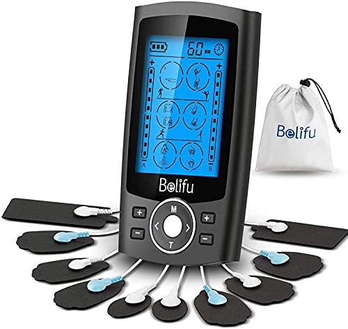 Belifu Dual Channel TENS EMS 24-Mode Muscle Stimulator 10-Pad Set: $22.06