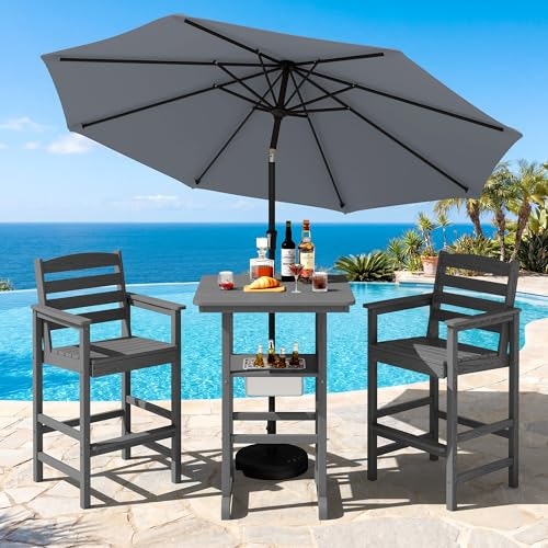 Serwall 4-Piece Outdoor Bar Table and Chair Set with Ice Bucket: $399.99 Serwall 4-Piece Outdoor Bar Table and Chair Set with Ice Bucket: $399.99