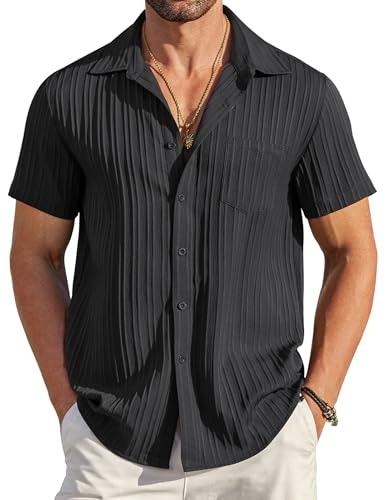 Coofandy Men's Short Sleeve Linen Button Down Shirt: $19.98