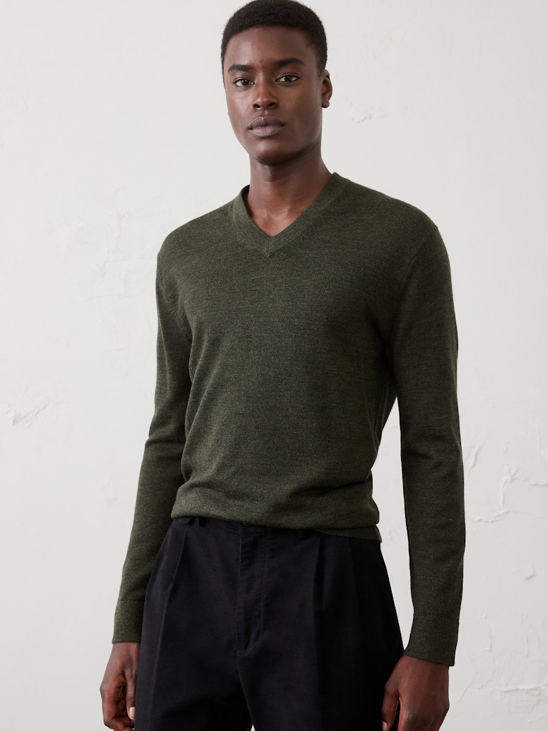 Merino Wool V-Neck Sweater: $45 Merino Wool V-Neck Sweater: $45