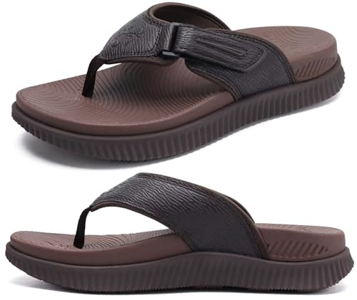 KuaiLu Men's Orthotic Leather Flip Flops: $39.19