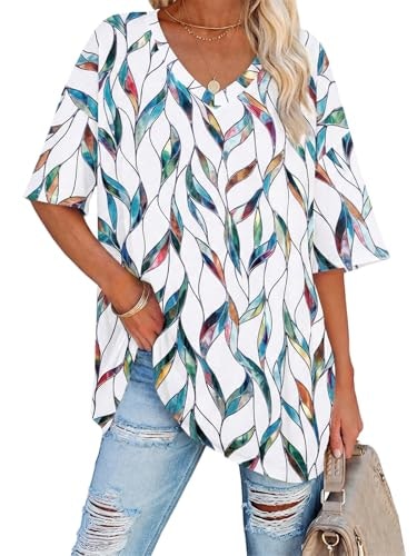 Ebifin Women's Oversized Leopard Print V-Neck T-Shirt: $14.44