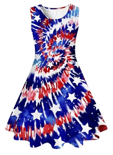 Uideazone Girls 4th of July USA Flag Dress: $14.99