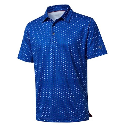 Men's Patriotic Star Print Dry Fit Performance Polo Shirt: $19.94