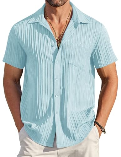 Coofandy Men's Textured Linen Short Sleeve Button Down Shirt: $19.98 Coofandy Men's Textured Linen Short Sleeve Button Down Shirt: $19.98