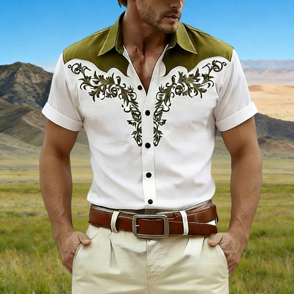 Men's Western Cowboy Pattern Button Down Shirt: $16.90 Men's Western Cowboy Pattern Button Down Shirt: $16.90