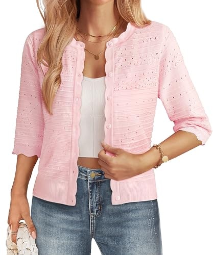 Grace Karin Women's Crochet 3/4 Sleeve Cropped Cardigan: $18.99