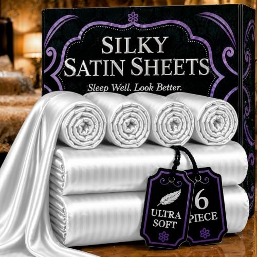 Decolure Queen Size 6-Piece Satin Bed Sheet Set: $28.76