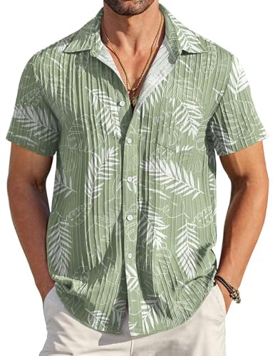 Coofandy Men's Hawaiian Short Sleeve Button Down Shirt: $17.97