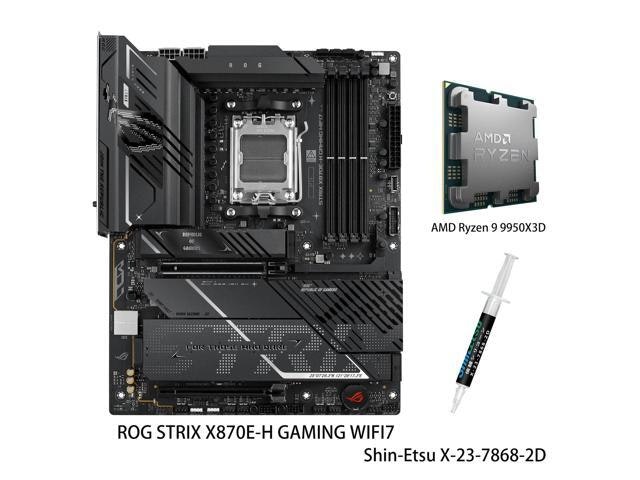 ASUS ROG Strix X870E-H Gaming WiFi 7 Motherboard and AMD Ryzen 9 9950X3D CPU Combo: $1,599.99 ASUS ROG Strix X870E-H Gaming WiFi 7 Motherboard and AMD Ryzen 9 9950X3D CPU Combo: $1,599.99