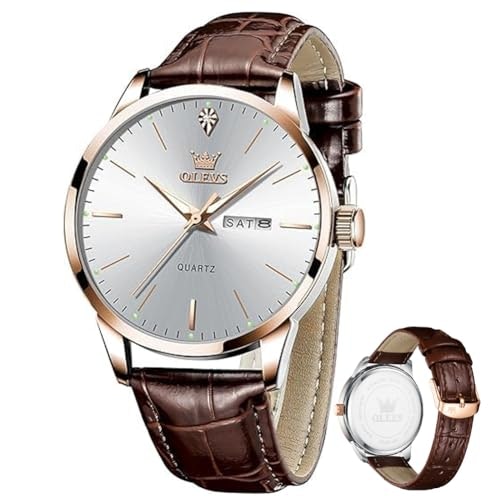 Olevs Men's Rose Gold Analog Quartz Leather Watch: $31.82