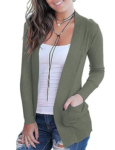 Voianlimo Women's Open Front Knit Cardigan with Pockets: $28.48