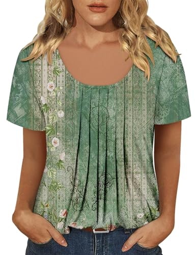 Onlypuff Women's Pleated Short Sleeve Tunic Blouse: $8.98