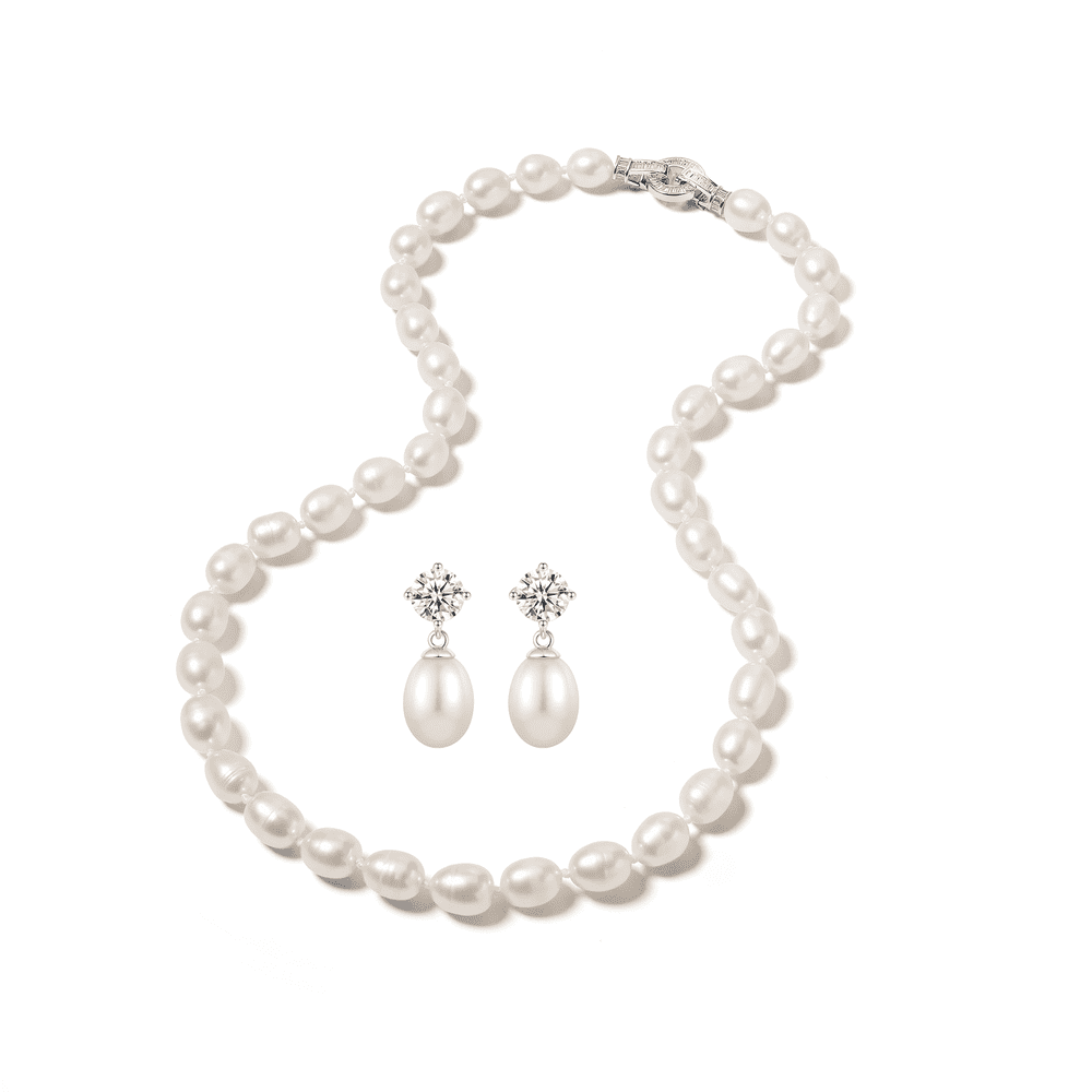 Yami Sterling Silver Freshwater Pearl Necklace and Earrings Set: $33.47 Yami Sterling Silver Freshwater Pearl Necklace and Earrings Set: $33.47