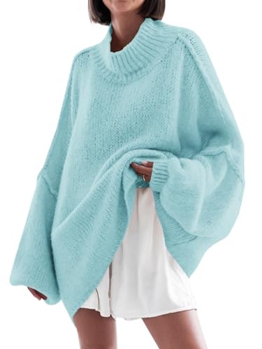 Saodimallsu Women's Mock Neck Oversized Ribbed Knit Sweater: $23.97