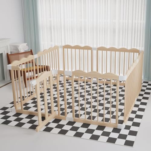 Hutocada 50x65x24-Inch Wooden Baby Playpen with Gate: $119.95