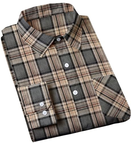 Cromoncent Men's Plaid Flannel Long Sleeve Shirt: $16.61