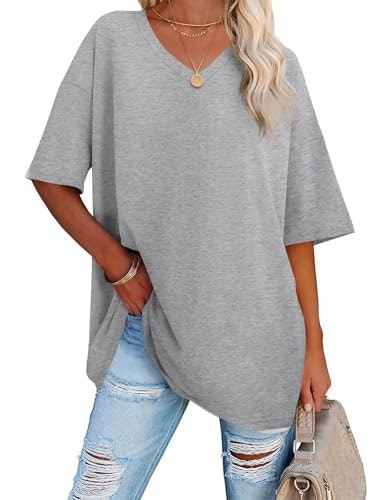 Ebifin Women's V-Neck Oversized T-Shirt: $12.98
