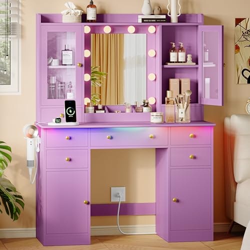 Xixini 44-Inch Vanity Desk with Mirror and Lights: $186.99 Xixini 44-Inch Vanity Desk with Mirror and Lights: $186.99