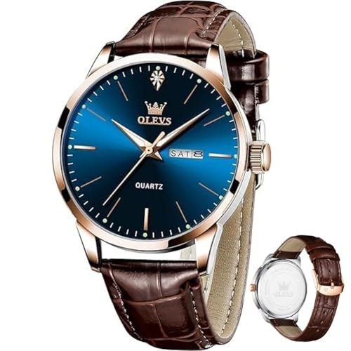 Olevs Men's Leather Analog Quartz Watch: $31.82