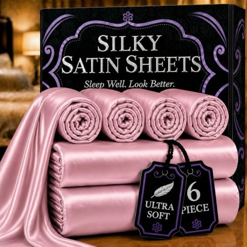 Decolure King Size Satin Bed Sheets 6-Piece Set: $28.86
