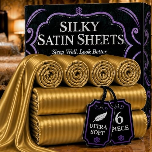 Decolure Queen 6-Piece Satin Bed Sheet Set: $30.35