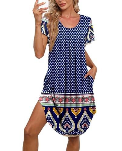 Bestshow Women's Pleated Loose Fit Short Sleeve Nightgown: $12.73 Bestshow Women's Pleated Loose Fit Short Sleeve Nightgown: $12.73