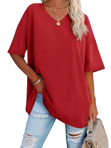 Ebifin Women's Oversized V-Neck T-Shirt: $12.98 Ebifin Women's Oversized V-Neck T-Shirt: $12.98