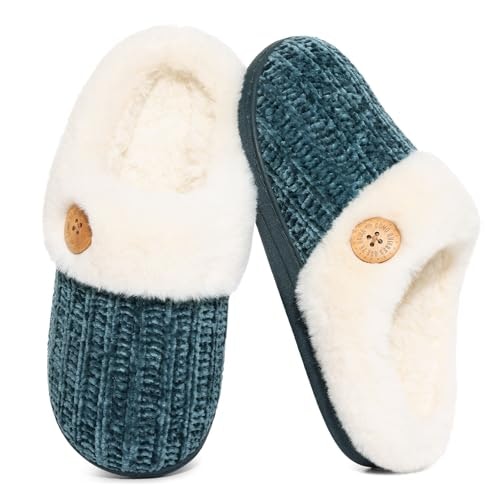 Evshine Women's Chenille Knit Fuzzy Memory Foam Slippers: $22.94