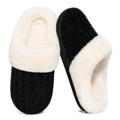 Evshine Women's Chenille Knit Fuzzy Memory Foam Slippers: $19.98