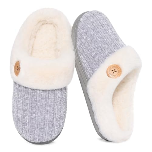 Evshine Women's Chenille Knit Fuzzy Memory Foam Slippers: $19.98